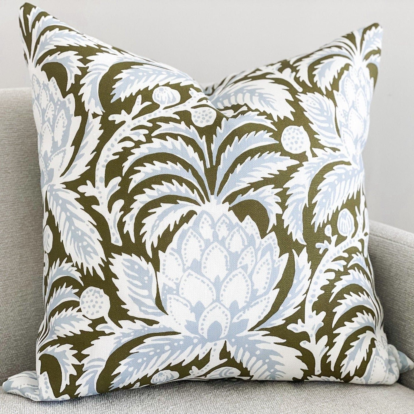 Serena & Lily Grove Artichoke Floral Pillow Cover - Coastal Grandmillenial Decor
