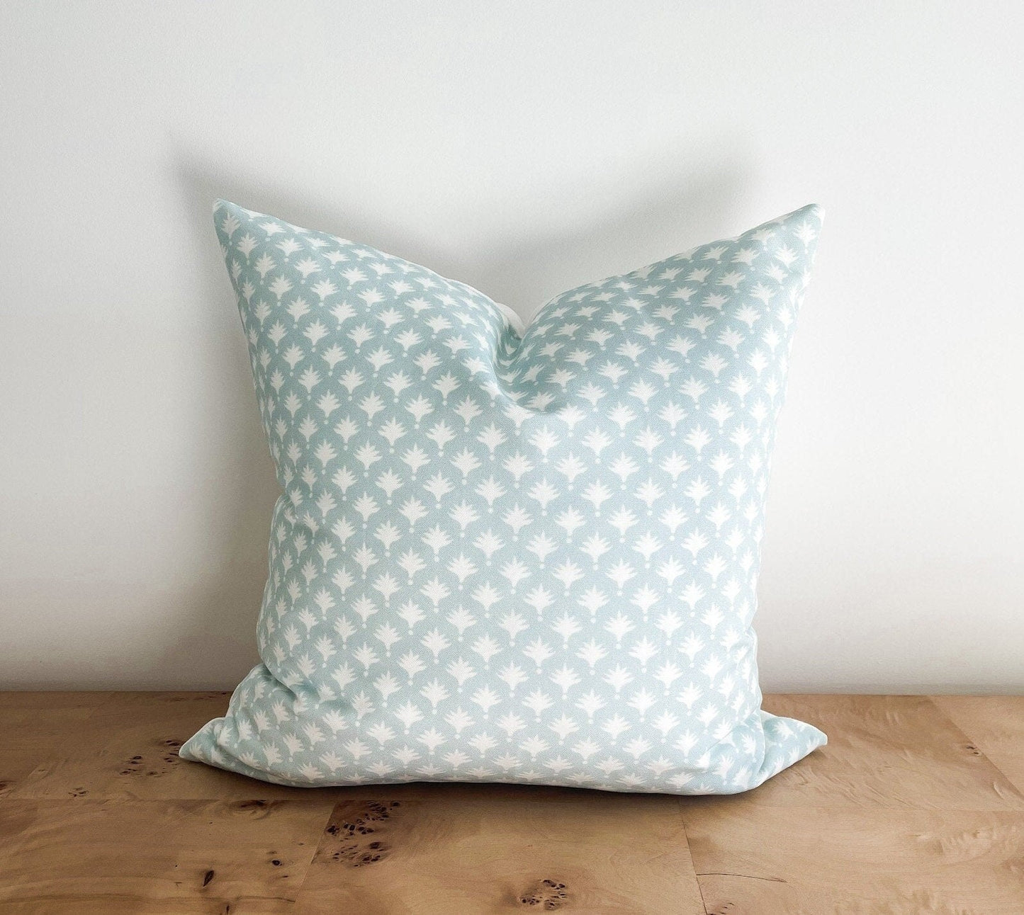 Danika Herrick Blue Tiny Palms Block Print Pillow Cover Center Image