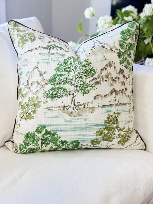 Ballard Glenna Beige Toile Pillow Cover Center