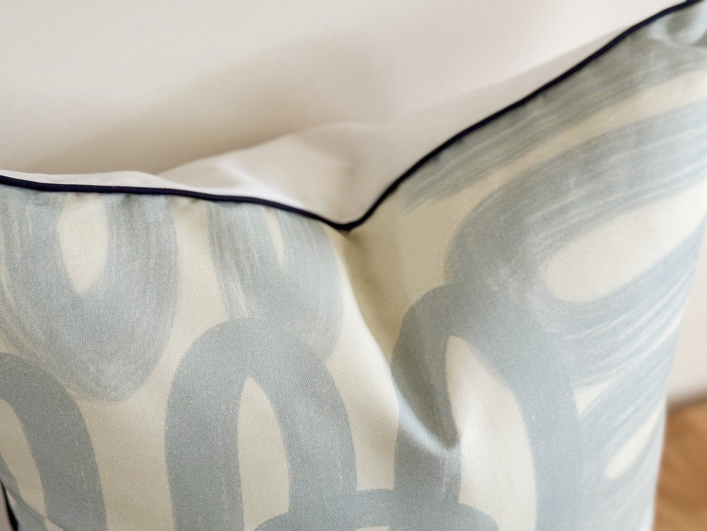 Danika Herrick Blue Squiggle Abstract Pillow Cover - Grandmillennial Decor