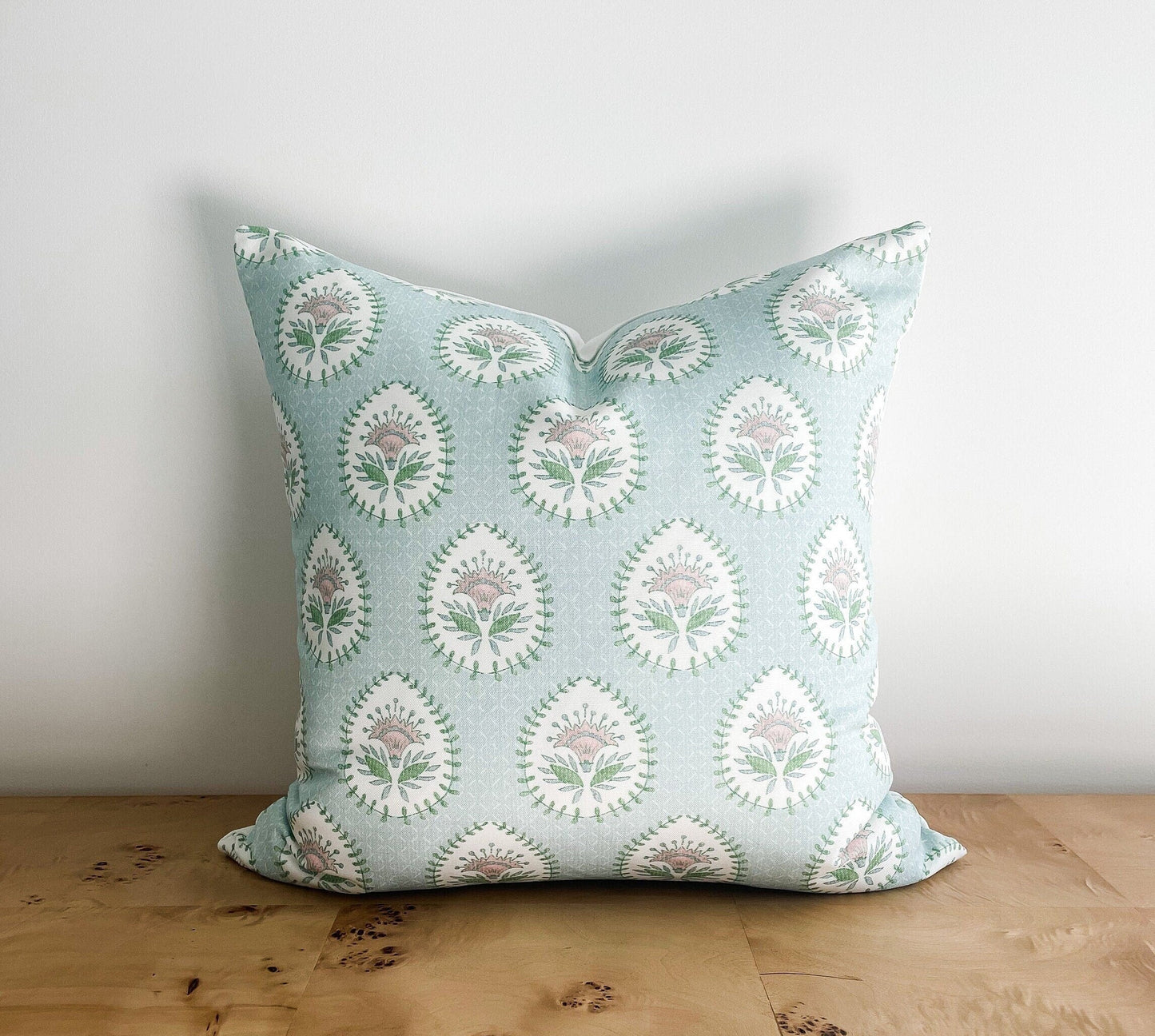 Danika Herrick Blue Daphne Floral Block Print Pillow Cover