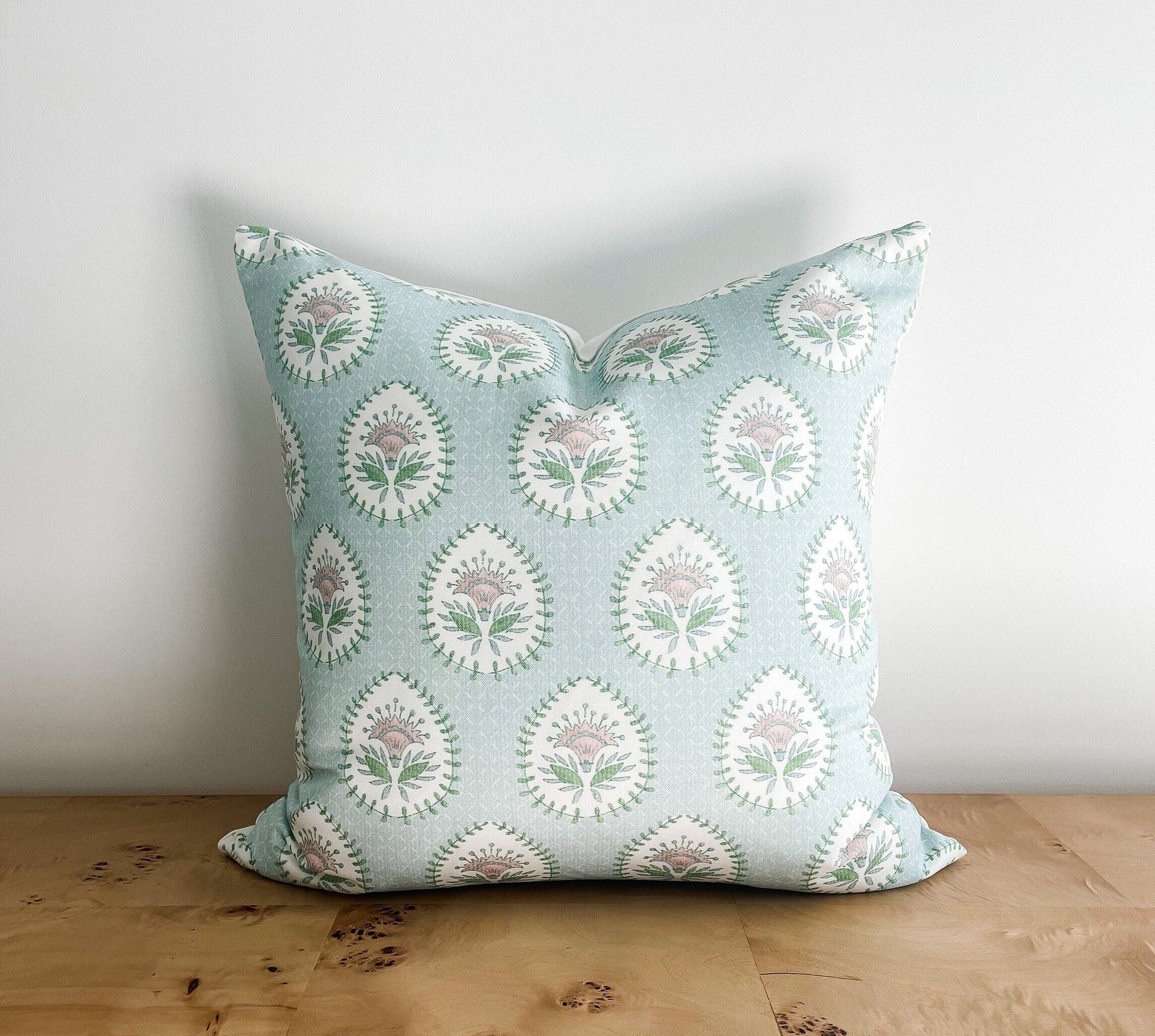 Danika Herrick Blue Daphne Floral Block Print Pillow Cover
