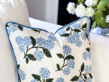 Rifle Paper Co. Hydrangea Floral Pillow Cover in White Top