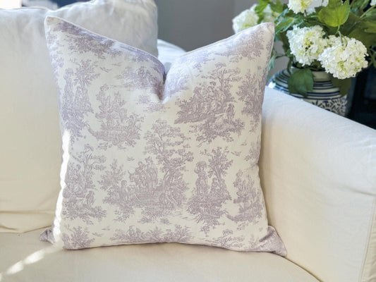 Purple Toile Pillow Cover