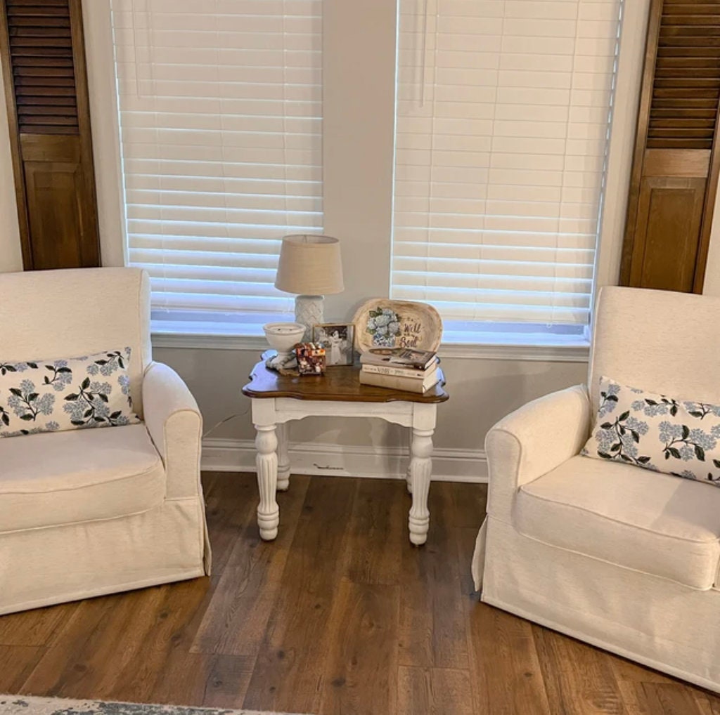 Rifle Paper Co. Hydrangea Floral Pillow Cover in White Sofa