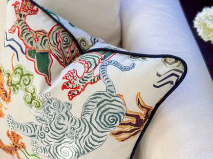 Hamilton Himalaya Natural Tigers & Dragons Pillow Cover