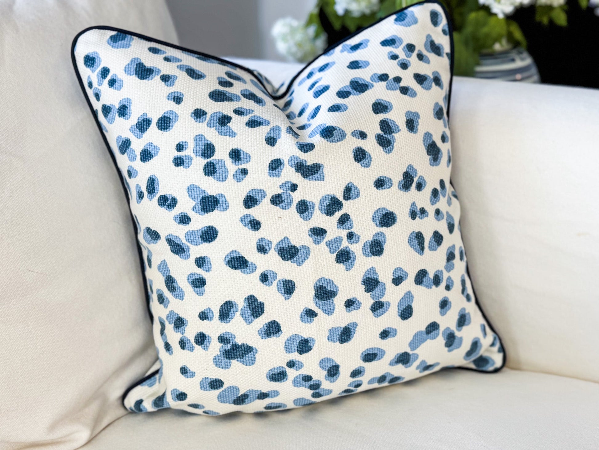 Ballard Mira Blue Leopard Print Pillow Cover