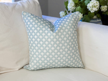 Danika Herrick Blue Tiny Palms Block Print Pillow Cover