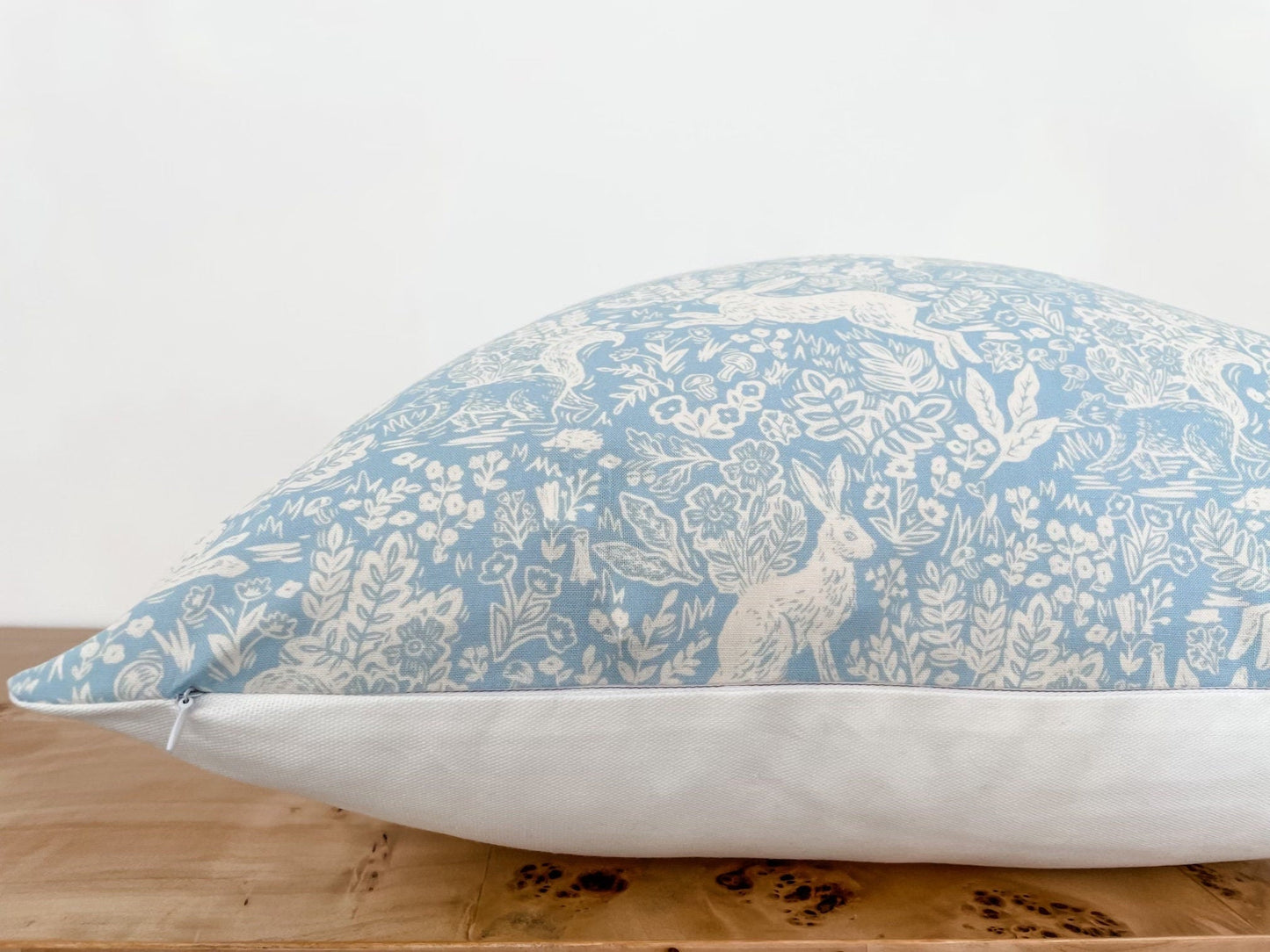 Rifle Paper Co Blue Wildwood Fable Floral Bunny Pillow Cover - Farmhouse Decor