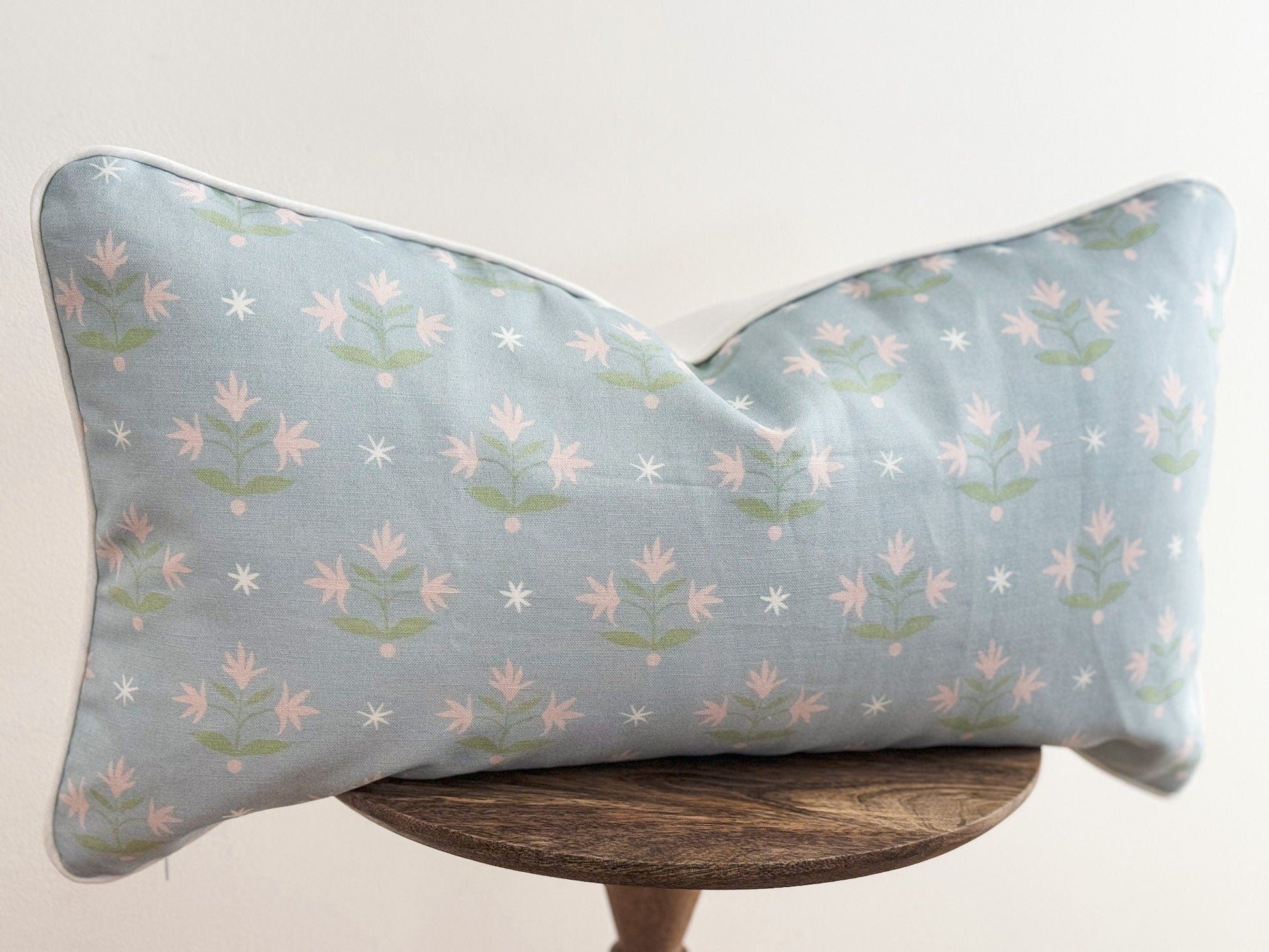 Danika Herrick Thistle Blue Floral Block Print Pillow 