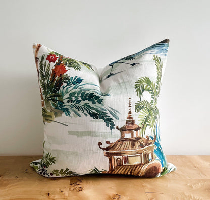 Emperor Palm Pagoda Pillow Cover White Background