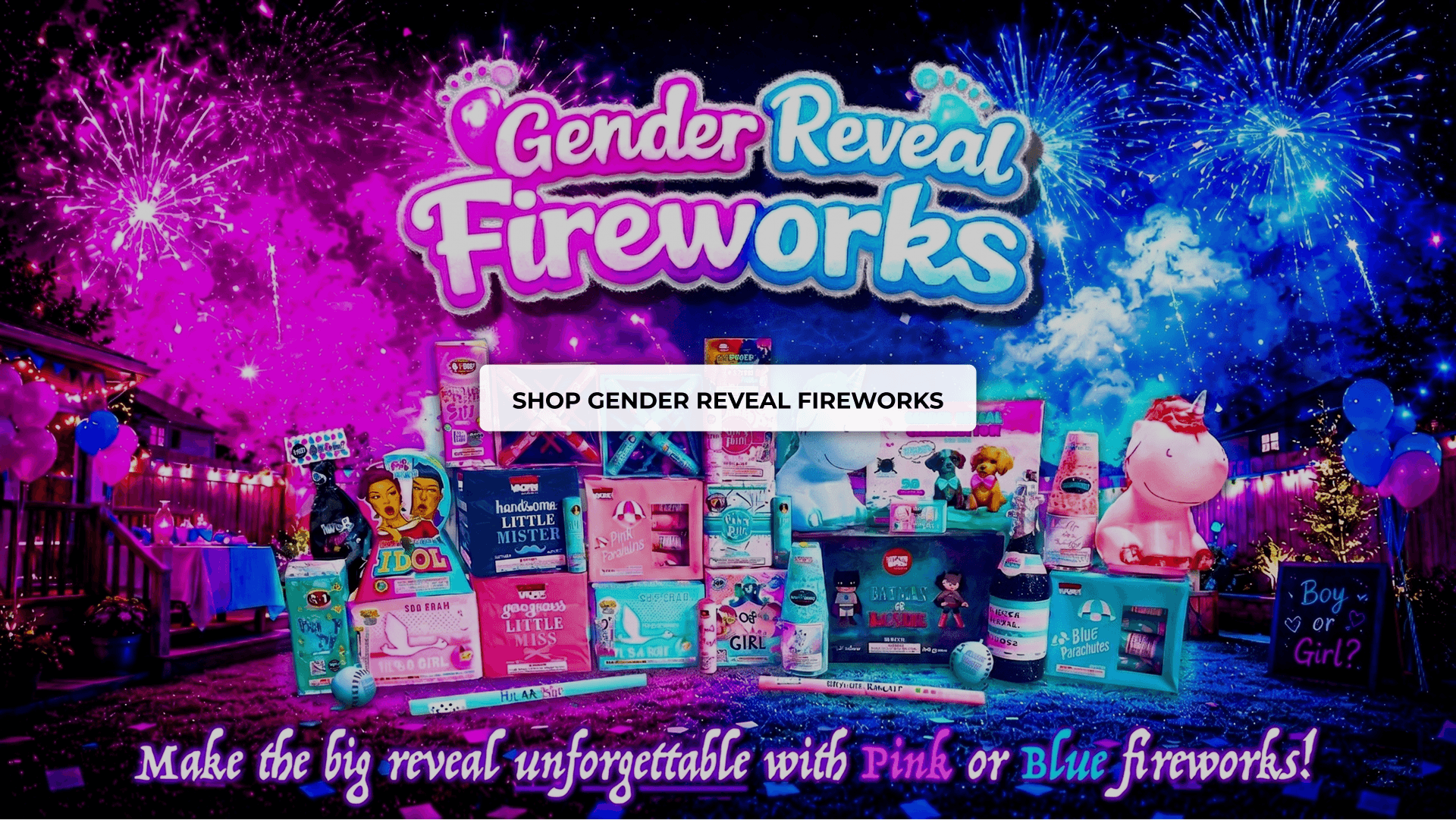 Gender reveal fireworks at Intergalactic Fireworks