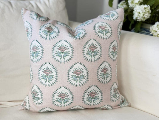 Danika Herrick PINK Daphne Floral Block Print Pillow Cover 
