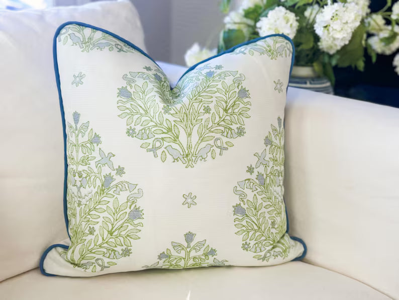 Danika Herrick Sarah Paisley Floral Pillow Cover  white sofa