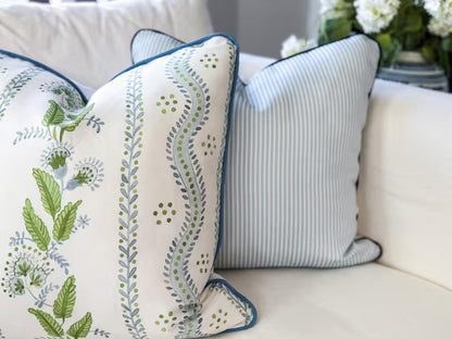 Danika Herrick Blue Tiny Ticking Stripe Pillow Cover two pillow