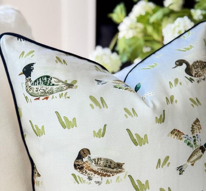 Evelyn Henson Mallards Mint Pillow Cover - Coastal Grandmillenial Decor