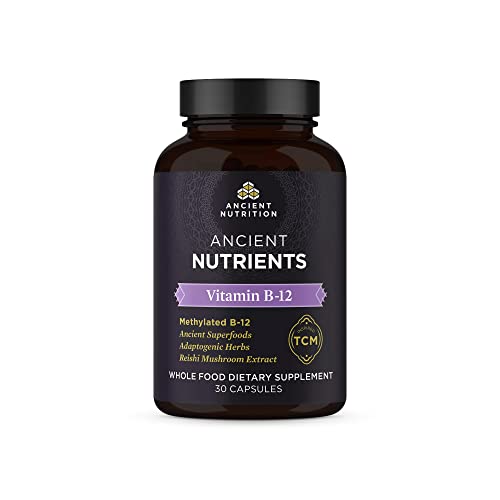 Ancient Nutrition Vitamin B12 Supplement, Supports Energy Metabolism and Nervous System Health, Adaptogenic Herbs, Enzyme Activated, Paleo & Keto Friendly, 30 Capsules