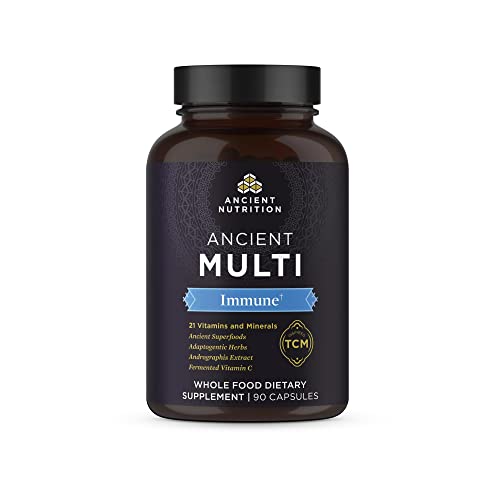 Ancient Nutrition Multivitamin for Immune Support, Immune, 21 Vitamins and Minerals with Vitamin D & C, Turmeric, Supports Immunity, Stress Relief and Heart Health, Keto Friendly, 90 Capsules