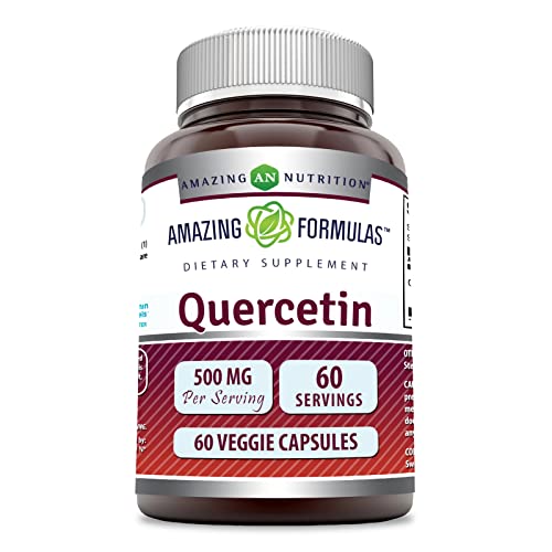 Amazing Formulas Quercetin 500mg Veggie Capsules Supplement | Non-GMO | Gluten Free | Supports Overall Health & Well Being (60 Count)