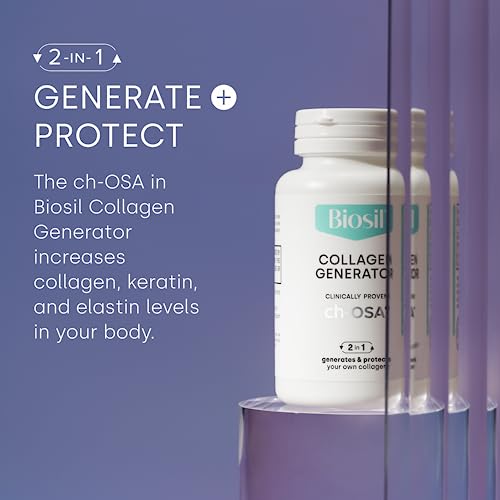 Biosil Collagen Generator - 120 Capsules - with Patented ch-OSA Complex - Generates & Protects Your Own Collagen - GMO Free - 120 Servings