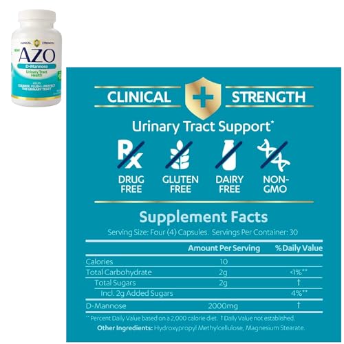 AZO Cranberry Pro Urinary Tract Health Supplement 600mg PACRAN, 1 Serving = More Than 1 Glass of Cranberry Juice 100 CT + D Mannose Urinary Tract Health, Cleanse, Flush & Protect The Urinary Tract 120