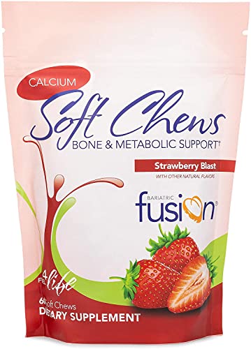 Bariatric Fusion Calcium Citrate & Energy Soft Chew Bariatric Vitamin | Strawberry Flavored | Sugar Free | Bariatric Surgery Patients Including Gastric Bypass and Sleeve Gastrectomy | 60 Count