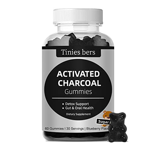 Activated Charcoal Gummies Sugar Free, 400mg Charcoal Supplements from Coconut, Quicker to Cleanse, Detox, Gas Relief, Gut & Oral Health for Adults & Kids, Gluten Free, Non GMO, Vegan, Pectin, 60