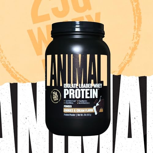 Animal Whey Isolate Whey Protein Powder – Isolate Loaded for Post Workout and Recovery – Low Sugar with Highly Digestible Whey Isolate Protein and Pounds AM64, Cookies & Cream, 32 Ounce