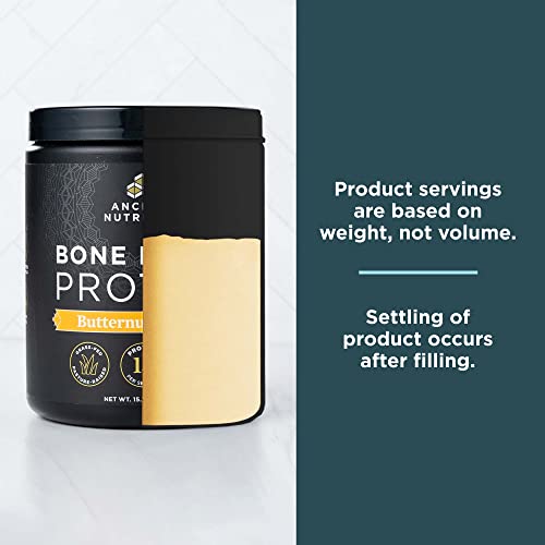 Ancient Nutrition Bone Broth Protein Powder, Butternut Squash, Grass-Fed Chicken and Beef Bone Broth Powder, 15g Protein Per Serving, Supports a Healthy Gut, 15 Servings