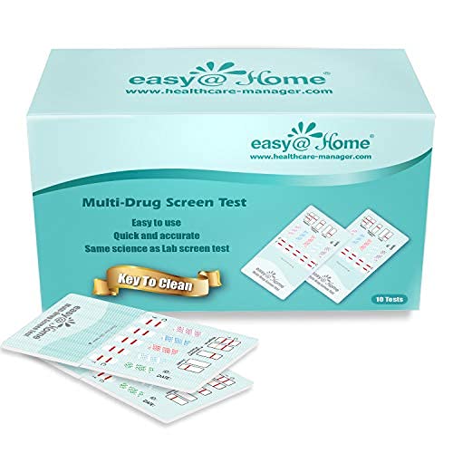 10 Pack Easy@Home 5 Panel Instant Drug Test Kits - Testing Marijuana (THC), COC, OPI 2000, AMP, BZO - Urine Dip Drug Testing - #EDOAP-754