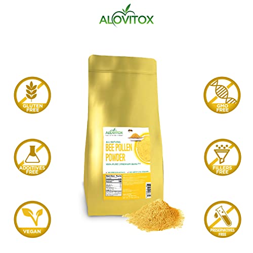 Alovitox Bee Pollen Powder 5lb | 100% Pure, Fresh Natural Raw Bee Pollen | Superfood Packed Bee Pollen with Antioxidant, Protein, Vitamins B6, B12, C, a & More | Bee Friendly & Gluten Free