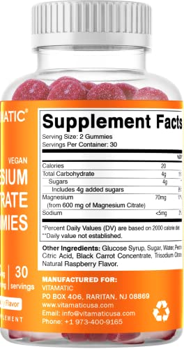 3 Pack - Vitamatic Magnesium Gummies 600mg per Serving - 60 Vegan Gummies - Promotes Healthy Relaxation, Muscle, Bone, & Energy Support