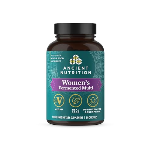 Ancient Nutrition Multivitamin for Women, Women's Fermented Multivitamin with Vitamin C, D, K, Zinc & More, Immune Support, Vegan, Paleo and Keto Friendly, 60 Ct