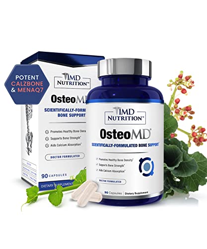 1MD Nutrition OsteoMD for Comprehensive Bone Support - Calcium Supplement for Women and Men - Promote Bone Density w/Calcium with Vitamin D - Calcium Hydroxyapatite w/Vitamin D3 & K2-90 Capsules