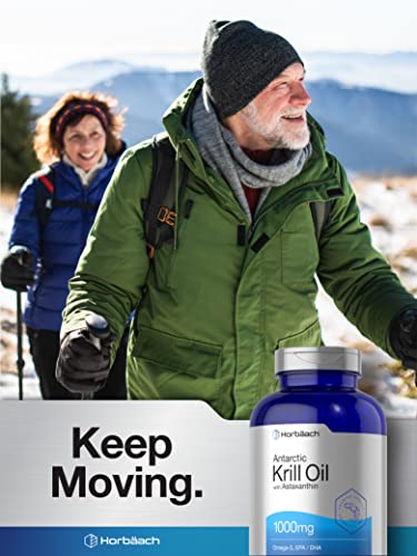 Antarctic Krill Oil 1000mg | 300 Softgel Capsules | Omega 3, EPA, DHA Supplement | with Astaxanthin | Value Size | Non-GMO, Gluten Free | by Horbaach