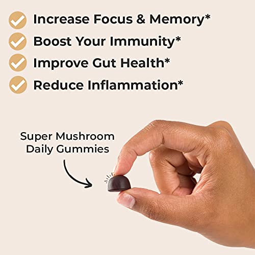 Auri Super Mushroom Gummies - All-in-One Daily Supplement Gummy - 12 Mushroom Blend with Chaga, Lions Mane, Reishi, Cordyceps - Boost Your Immunity, Focus, Energy, Mood - 60 Gummies