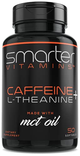 200mg Caffeine Pills - MCT Oil from 100% Coconuts + 100mg L-Theanine, Advanced Energy, Clean Focus and Perfect Clarity + All Natural Smooth Extended Release