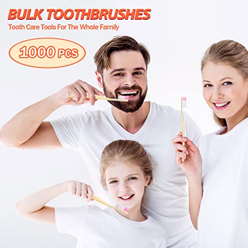 1000 Pcs Disposable Toothbrushes Bulk Individually Wrapped Manual Soft Bristle Travel Toothbrushes Single Use Toothbrush for Adult Kid Homeless Hotel Toiletries Camping Office School Hygiene Supply