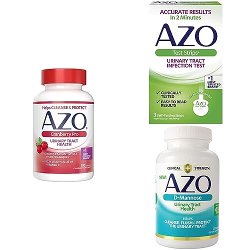 AZO Cranberry Pro Softgels (100 Count) +Urinary Tract Infection (UTI) Test Strips (3 Count) + D-Mannose for Urinary Tract Health (120 Count)