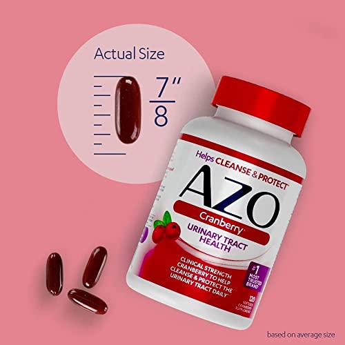 AZO Cranberry Urinary Tract Health Supplement, 1 Serving : 1 Glass of Cranberry Juice, Sugar Free Cranberry Pills, Non-GMO, 3 Month Supply, 100 Softgels (Pack of 2)