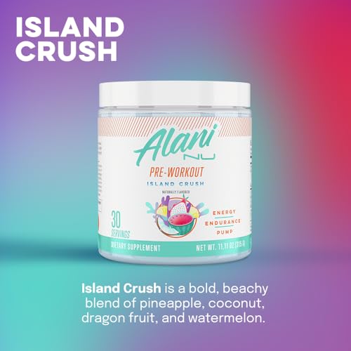 Alani Nu Pre Workout Powder Island Crush | Amino Energy Boost | Endurance Supplement | Sugar Free | 200mg Caffeine | L-Theanine, Beta-Alanine, Citrulline | 30 Servings