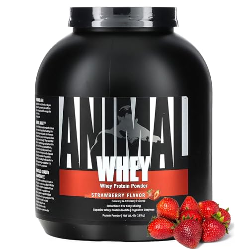 Animal Whey Isolate Whey Protein Powder, Strawberry, 4 Pound, 64 oz