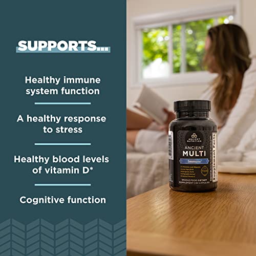 Ancient Nutrition Multivitamin for Immune Support, Immune, 21 Vitamins and Minerals with Vitamin D & C, Turmeric, Supports Immunity, Stress Relief and Heart Health, Keto Friendly, 90 Capsules