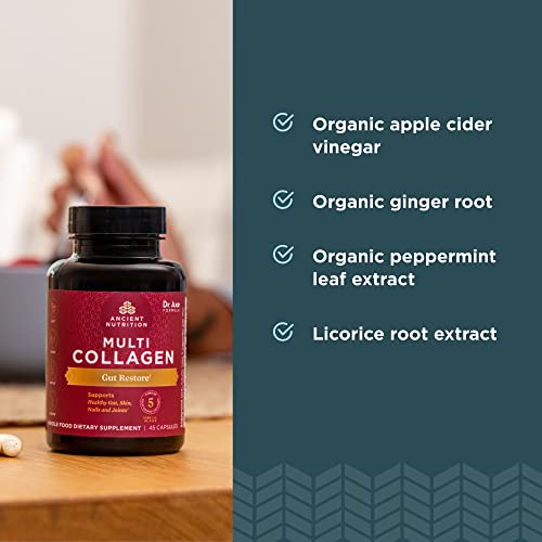 Ancient Nutrition Collagen Pills with Probiotics for Gut Health, Multi Collagen Capsules Gut Restore 90 Ct, Supports Gut, Joints, Hair & Nails, Gluten Free, Paleo and Keto Friendly