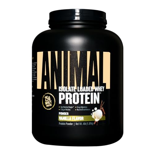 Animal Whey Isolate Whey Protein Powder – Isolate Loaded for Post Workout and Recovery – Low Sugar with Highly Digestible Whey Isolate Protein - Vanilla - 4 Pound (Pack of 1) (Packaging May Vary)