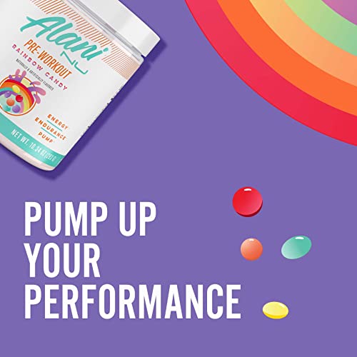 Alani Nu Pre Workout Powder Rainbow Candy | Amino Energy Boost | Endurance Supplement | Sugar Free | 200mg Caffeine | L-Theanine, Beta-Alanine, Citrulline | 30 Servings