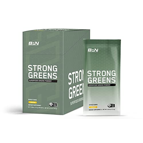 BARE PERFORMANCE NUTRITION BPN Strong Greens Go Packs, Lemon, Superfood Greens Powder Drink Mix Packets