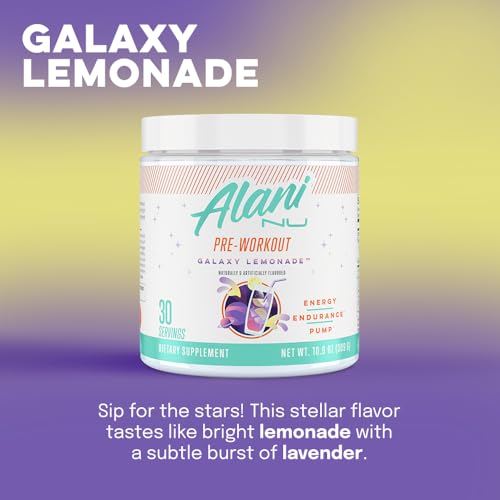 Alani Nu Pre Workout Powder Galaxy Lemonade | Amino Energy Boost | Endurance Supplement | Sugar Free | 200mg Caffeine | L-Theanine, Beta-Alanine, Citrulline | 30 Servings