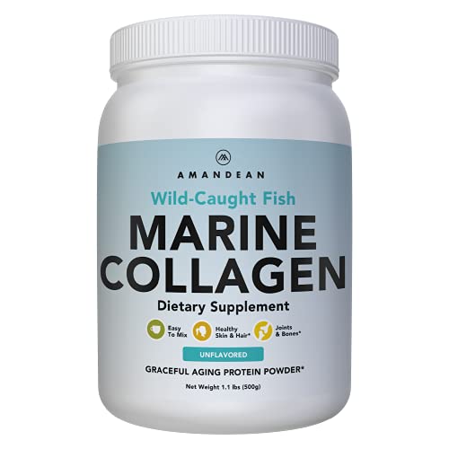 AMANDEAN Marine Collagen Peptides Powder. 500g Wild-Caught Hydrolyzed Fish Collagen Supplement for Women & Men. Type 1 & 3 Collagen Protein. Amino Acids for Skin, Hair, Nails & Graceful Aging.