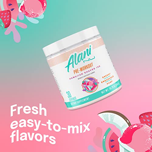 Alani Nu Pre Workout Powder Hawaiian Shaved ICE | Amino Energy Boost | Endurance Supplement | Sugar Free | 200mg Caffeine | L-Theanine, Beta-Alanine, Citrulline | 30 Servings